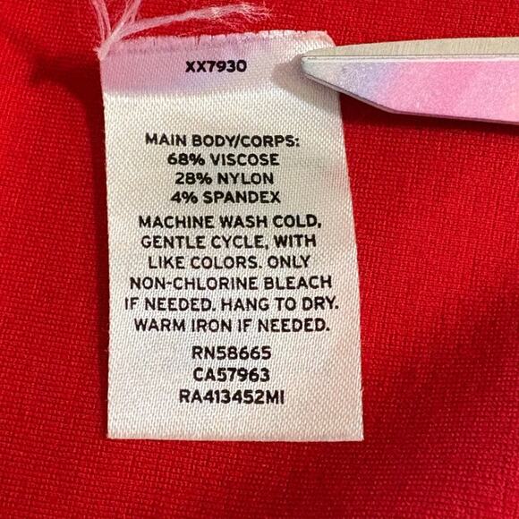 Rachel Parcell Red 3/4 Bell Sleeve Back Zip Knee Length Sheath Dress Size XXS - Picture 5 of 6